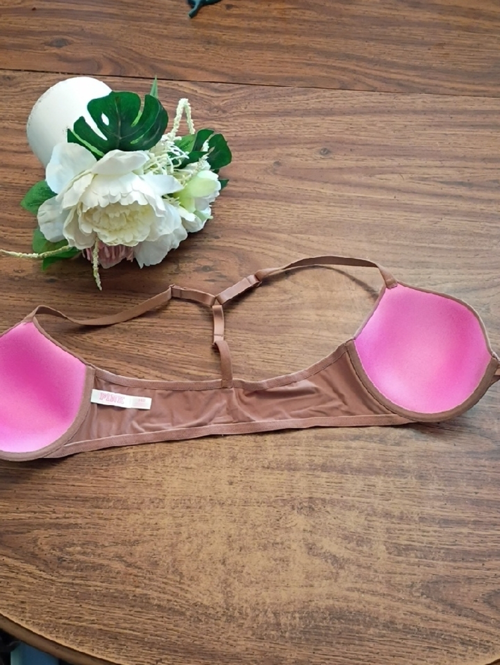 🩷PINK 🩷 34D T-Back Molded T-Shirt Bra in Nude - Picture 7 of 9